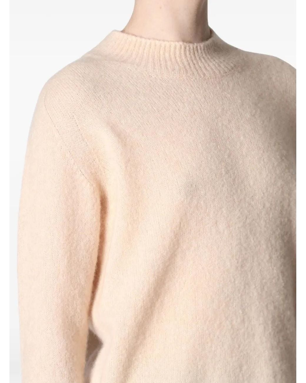 Roberto Collina Natural Three-Quarter-Sleeve Mock-Neck Sweater