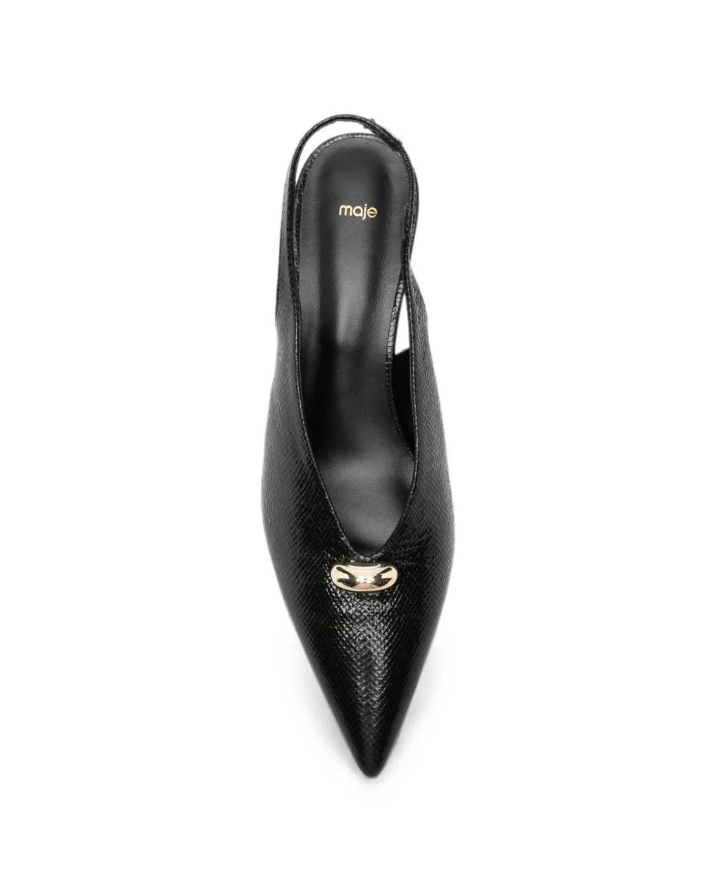 Maje Black Lizard-Effect Pointed-Toe Pumps
