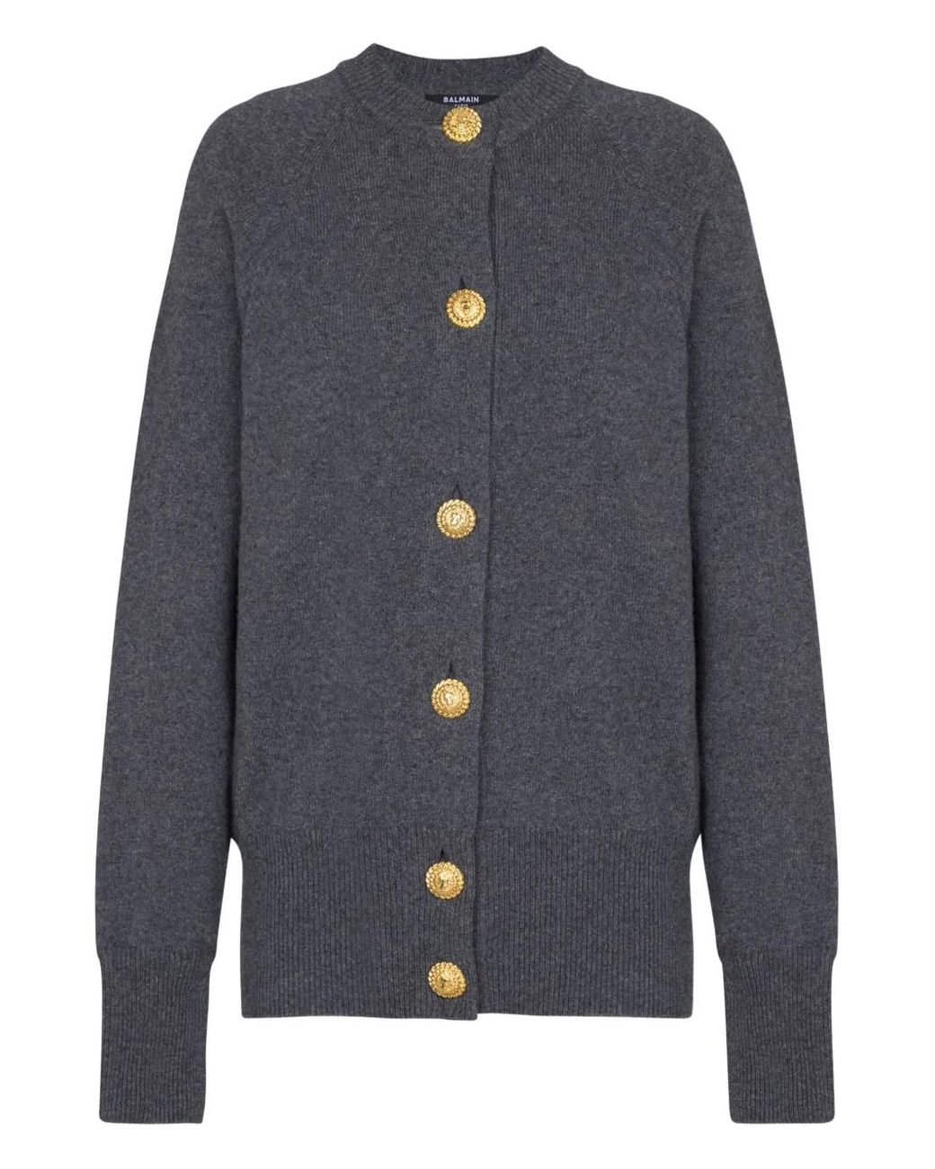 Balmain Blue Buttoned Eco-Cashemere Cardigan