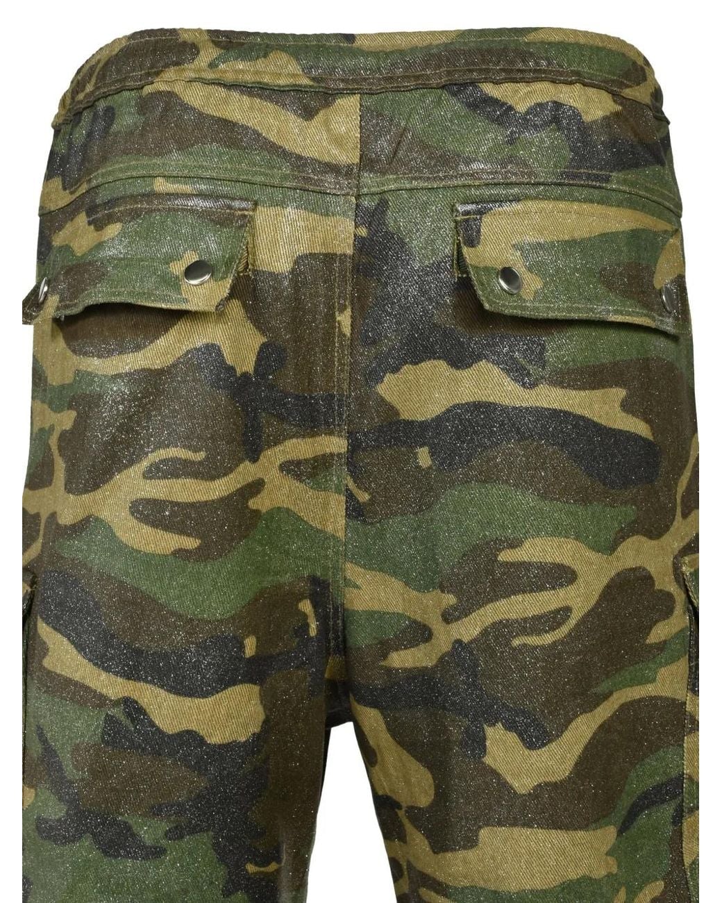 BREATH Green Glitter-Coated Camouflage-Print Cargo Pants for men