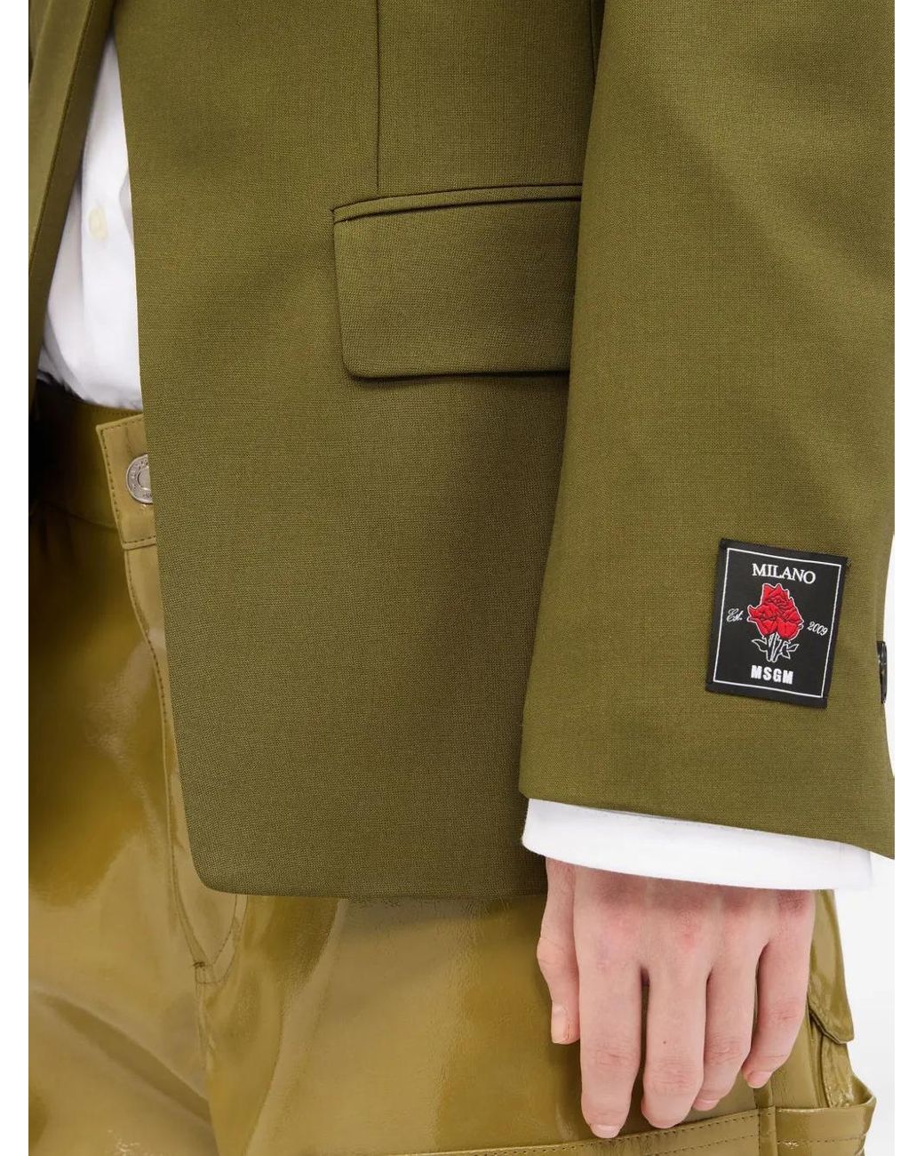 MSGM Green Single-Breasted Blazer