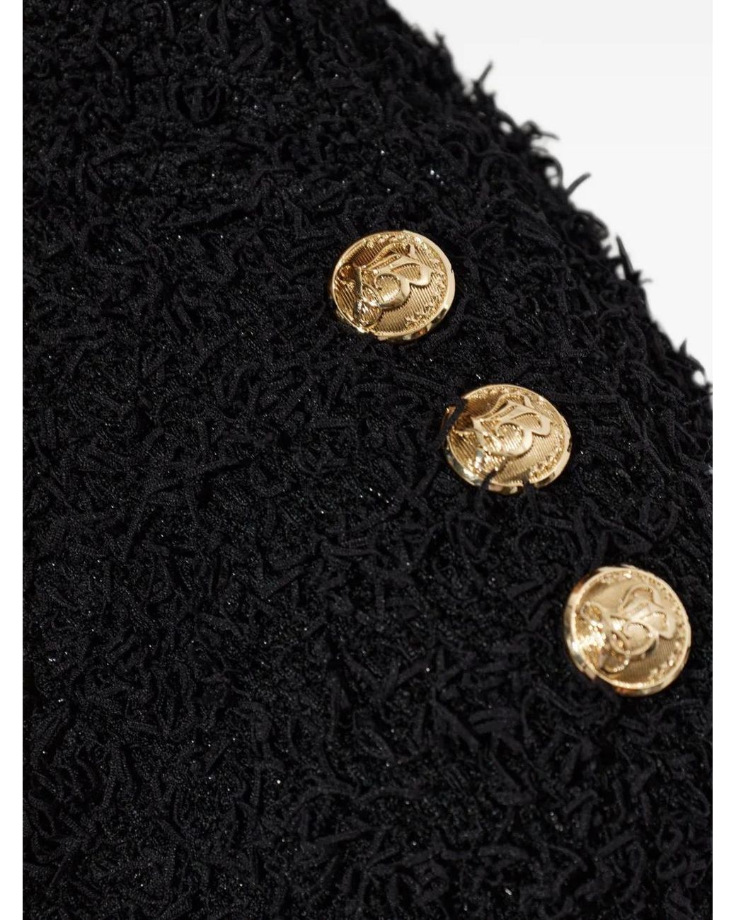 Balmain Black Button-Embellished Mini Dress