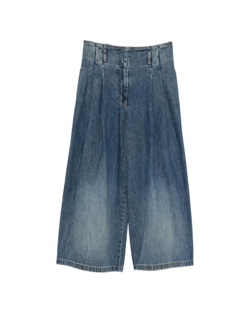 Juun.J Blue Jean Ample À Design Plissé