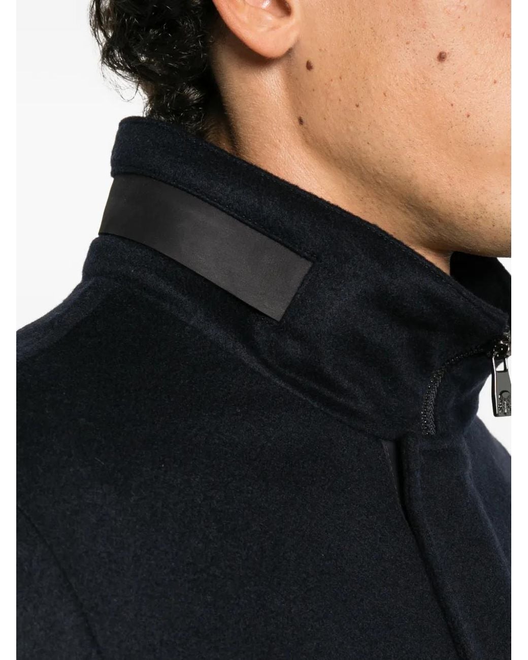 Corneliani Black Flap-Pocket High-Neck Jacket for men