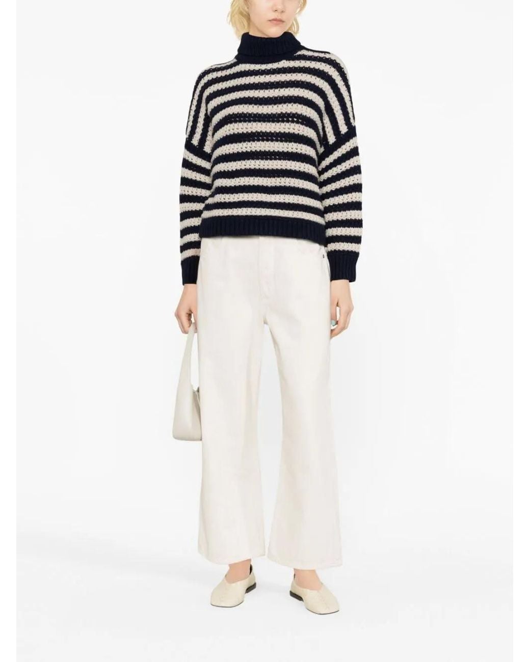 Brunello Cucinelli Black Striped Textured-Knit Sweater