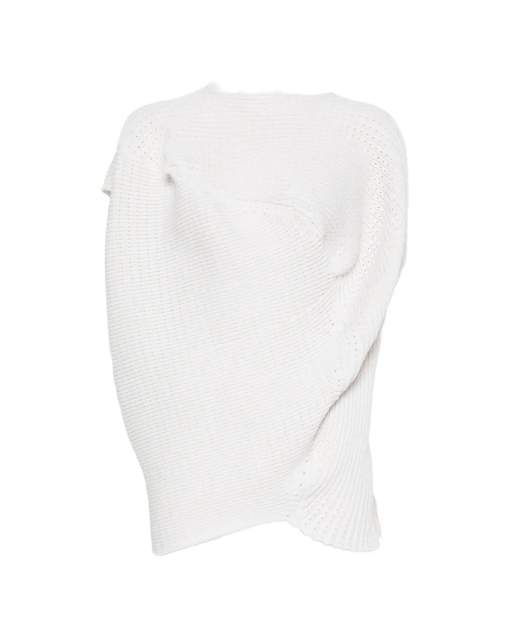 Issey Miyake White Found Stone Sculptural-Knit Top