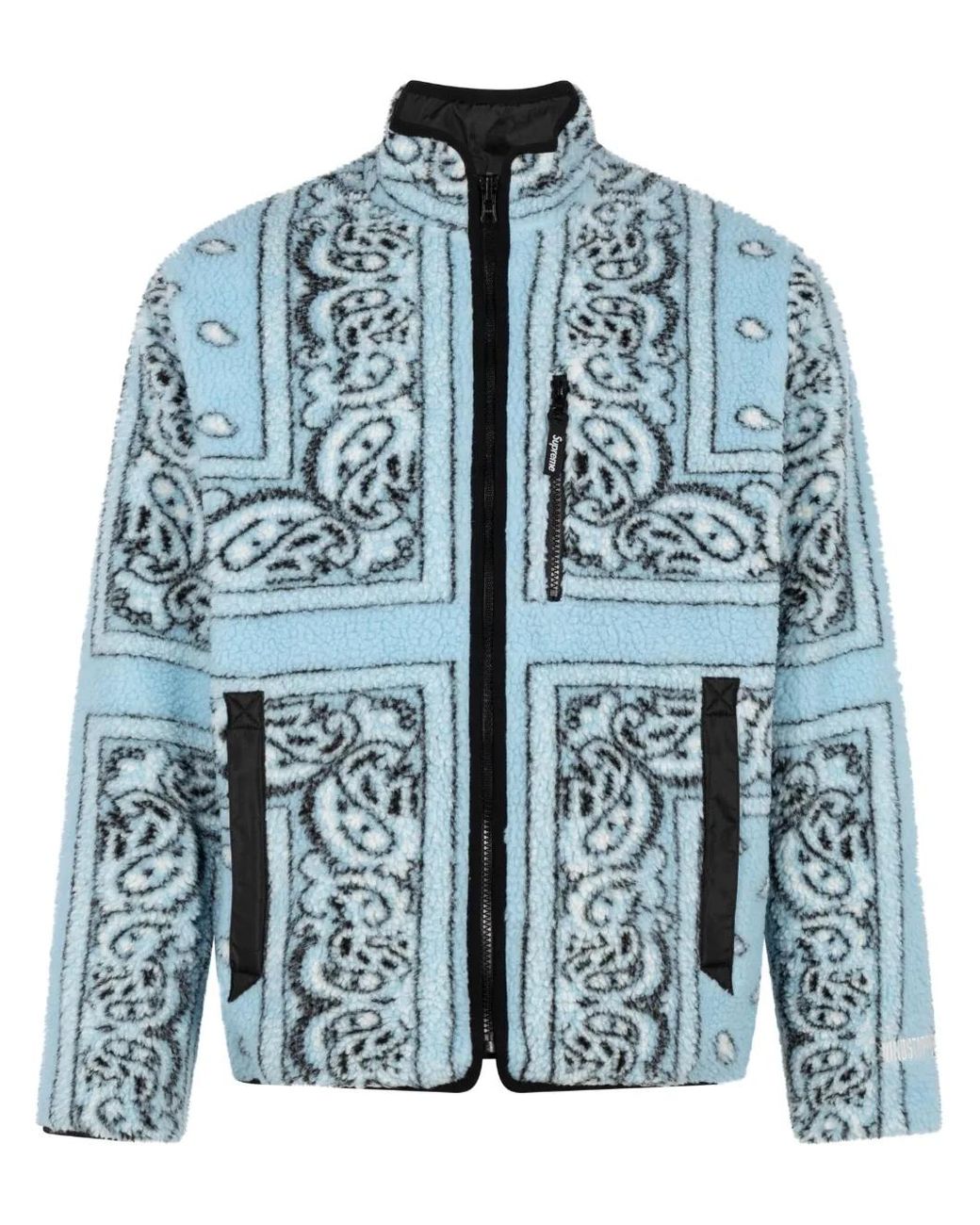 Supreme Blue Bandana-Print Reversible Fleece Jacket for men