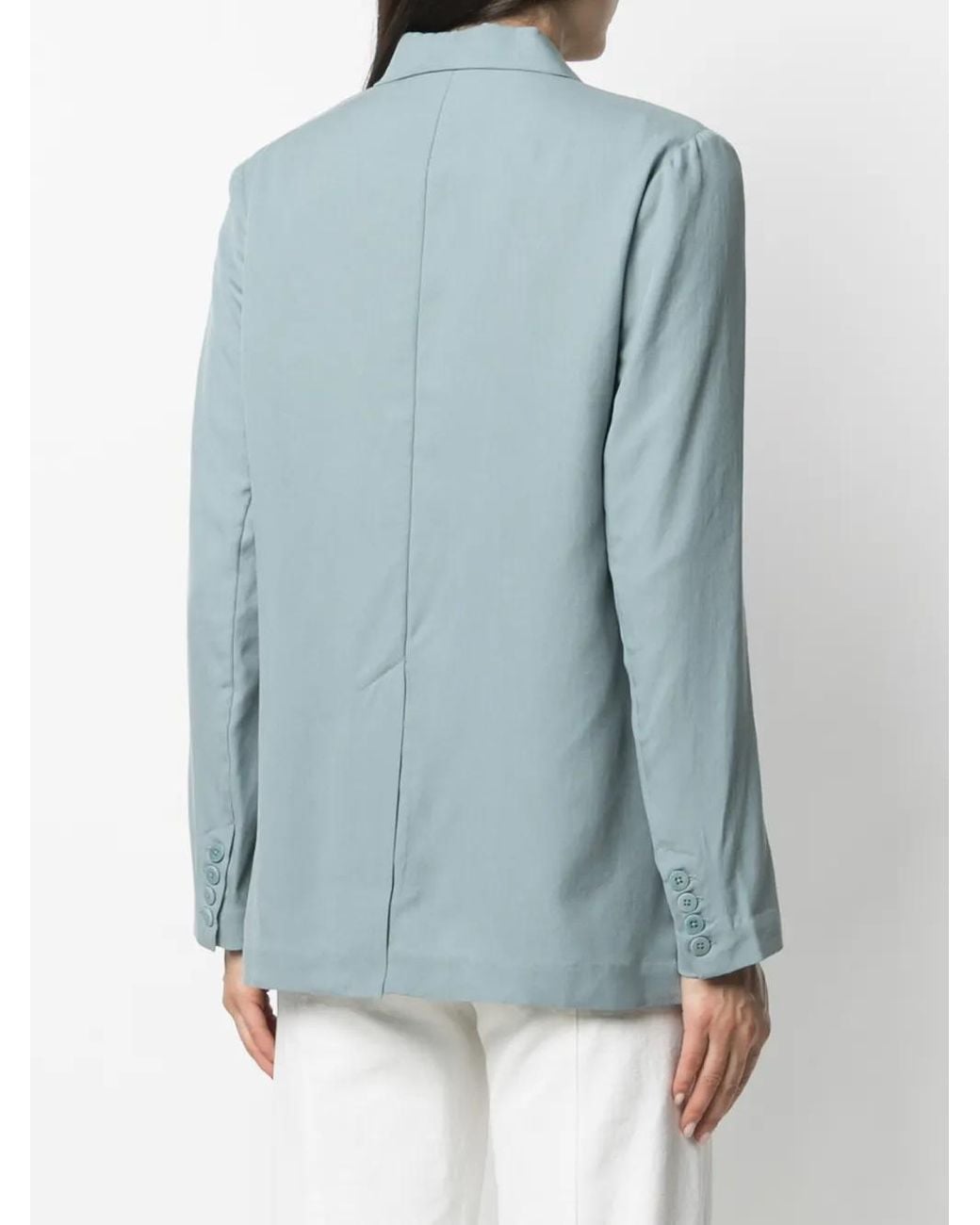 Remain Blue Single-Breasted Tailored Blazer