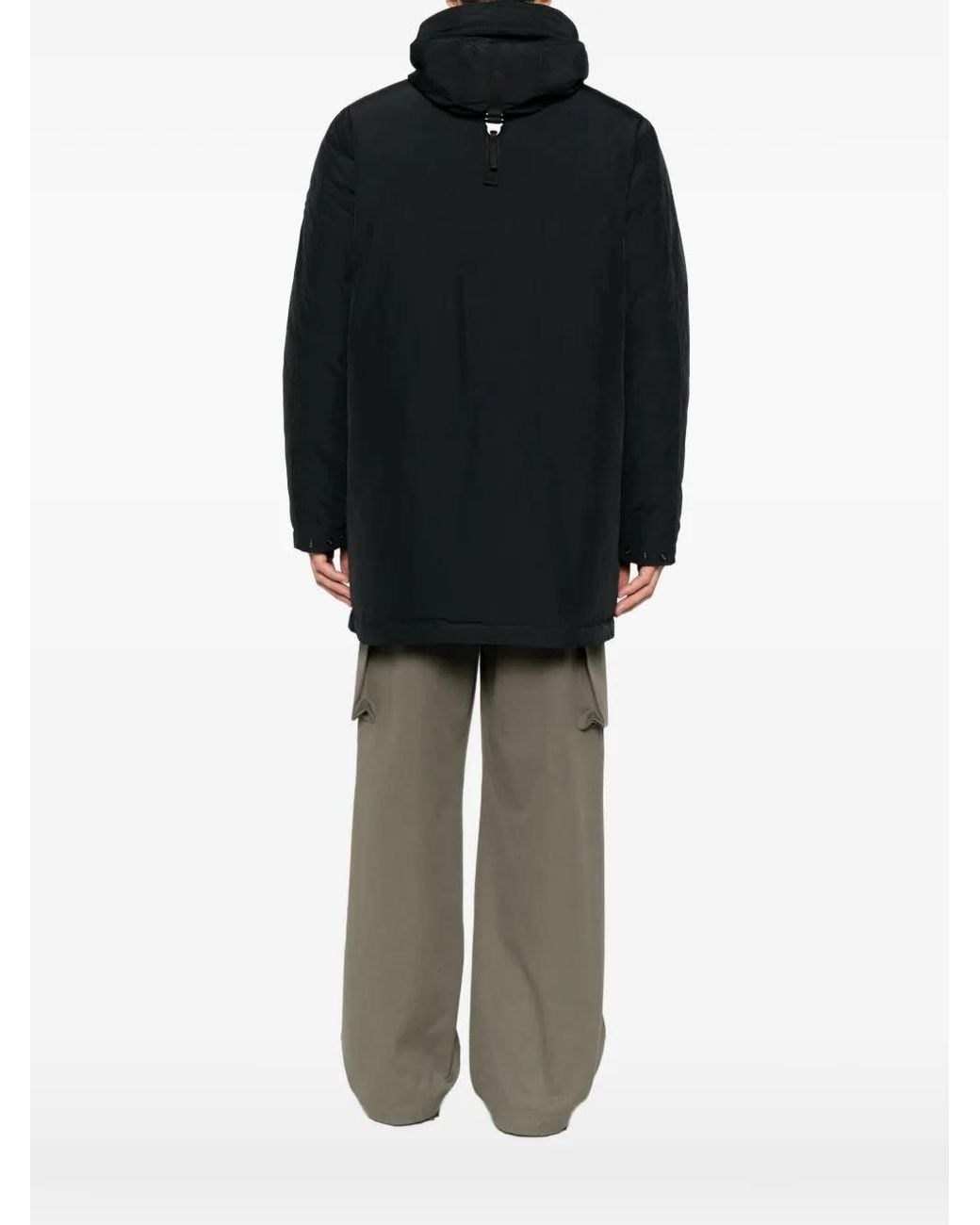 Stone Island Black Logo-Patch Hooded Parka for men