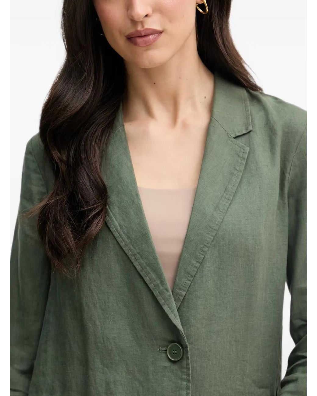 Benetton Green Veste À Boutonnière Et Revers Crantés