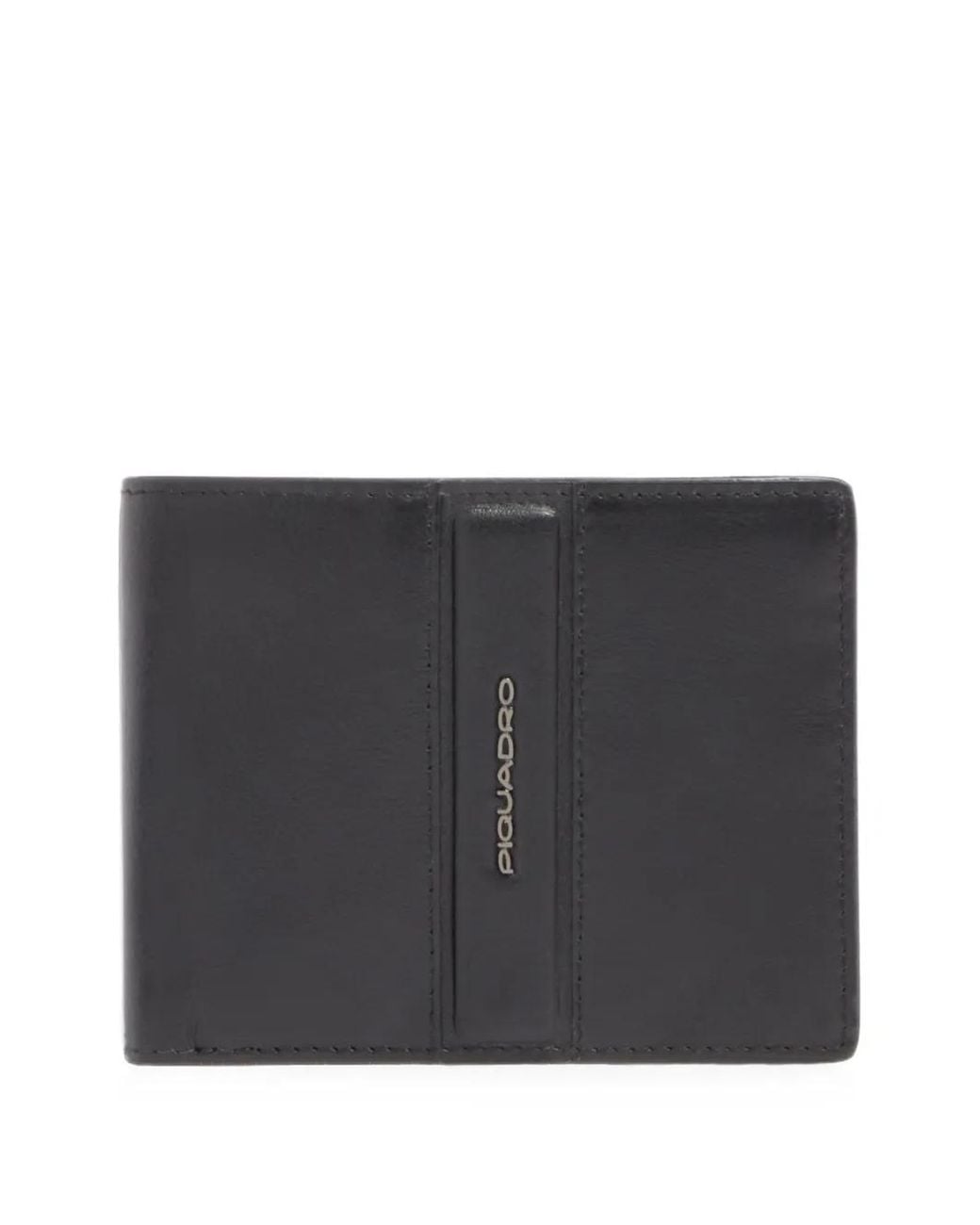 Piquadro Black Logo-Plaque Bifold Wallet for men