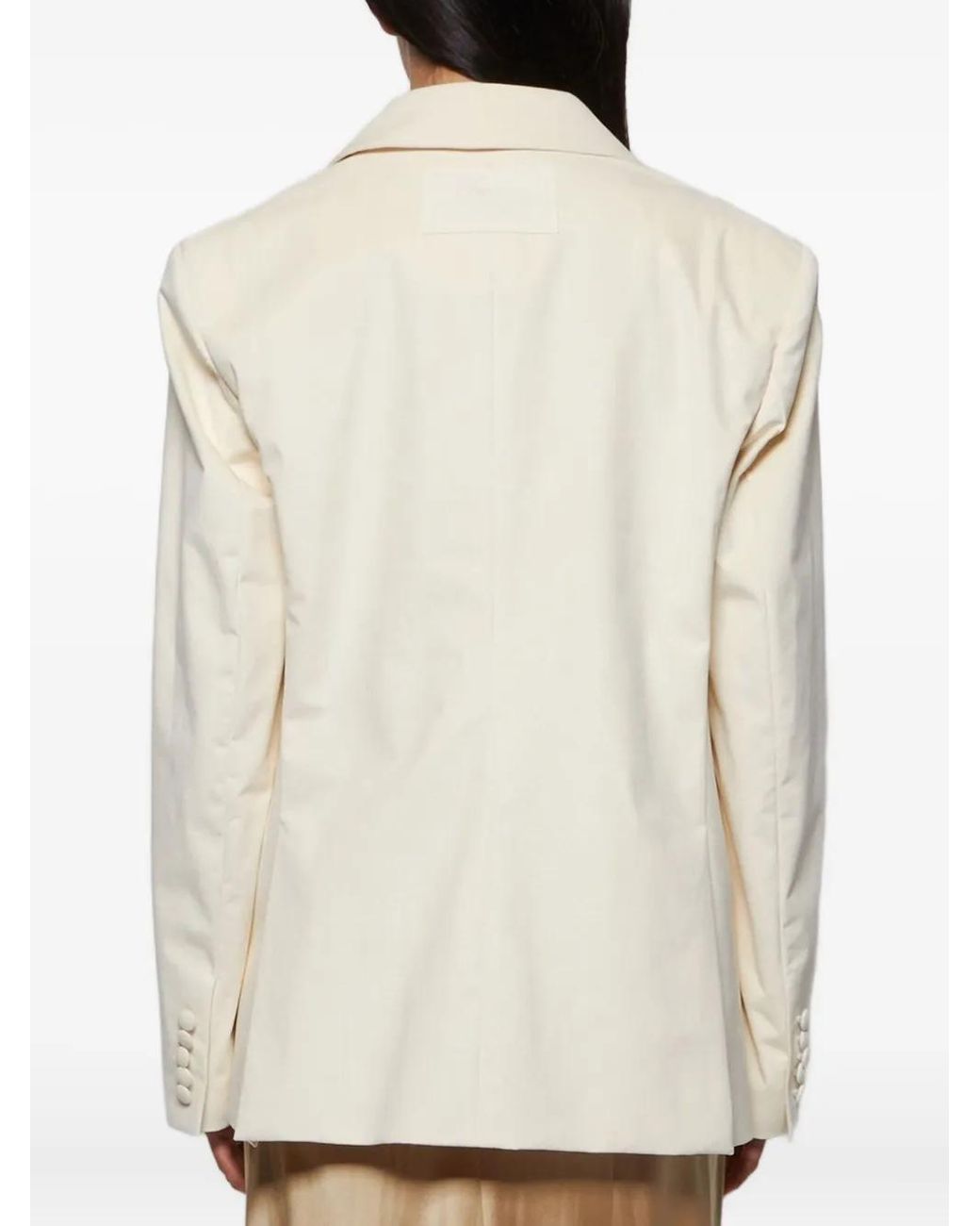 Gcds White Double-Breasted Logo-Embossed Jacket