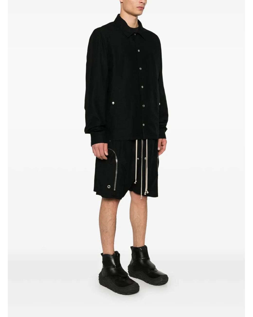 Rick Owens Black Front Press-Stud Fastening Jacket for men