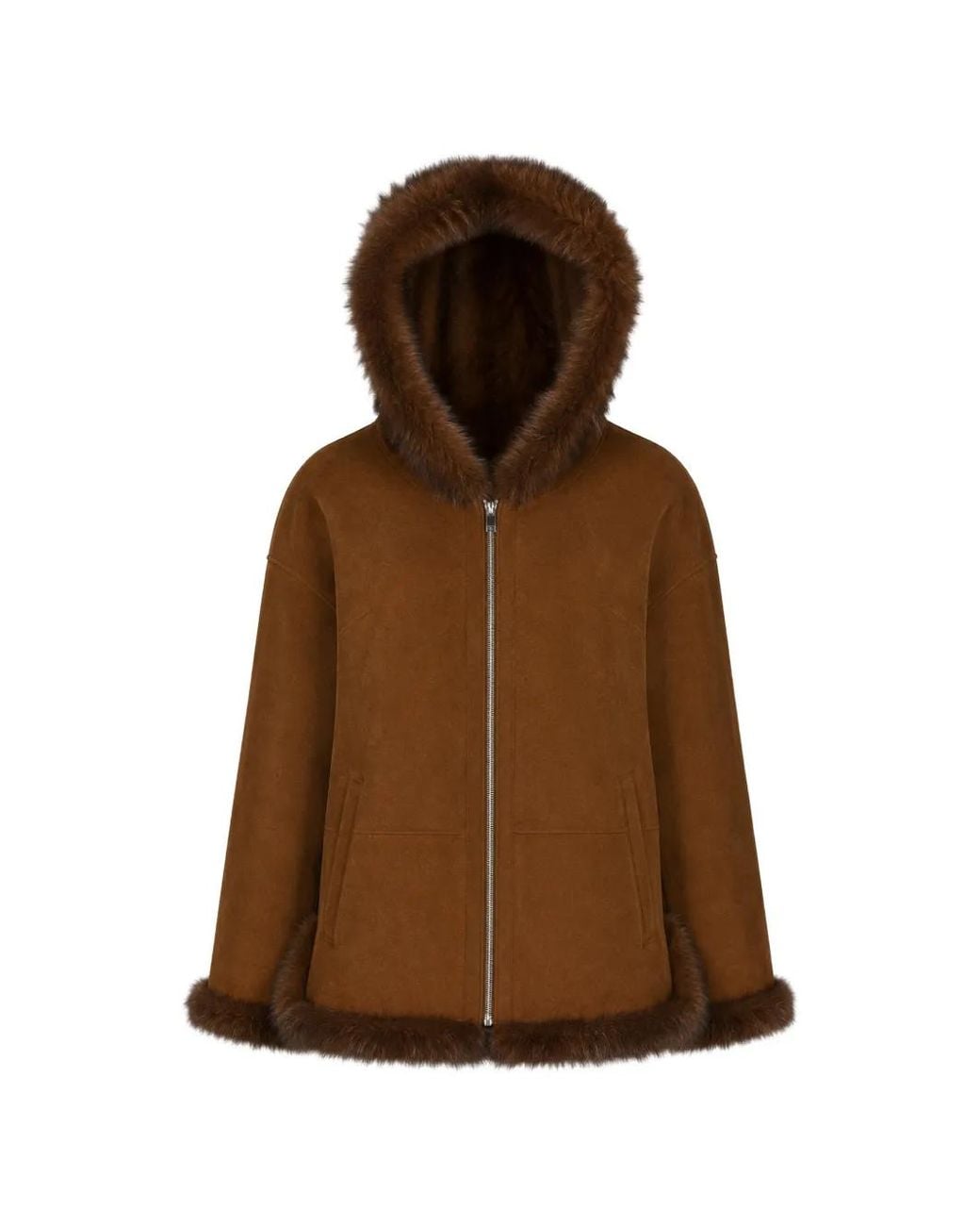 LA ROSE Brown Reversible Hooded Jacket