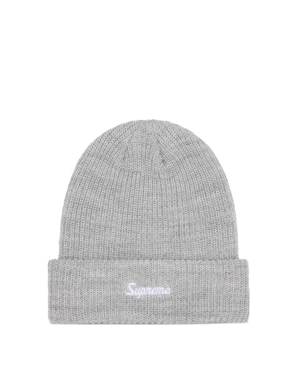 Supreme Gray Loose Gauge Beanie Hat for men