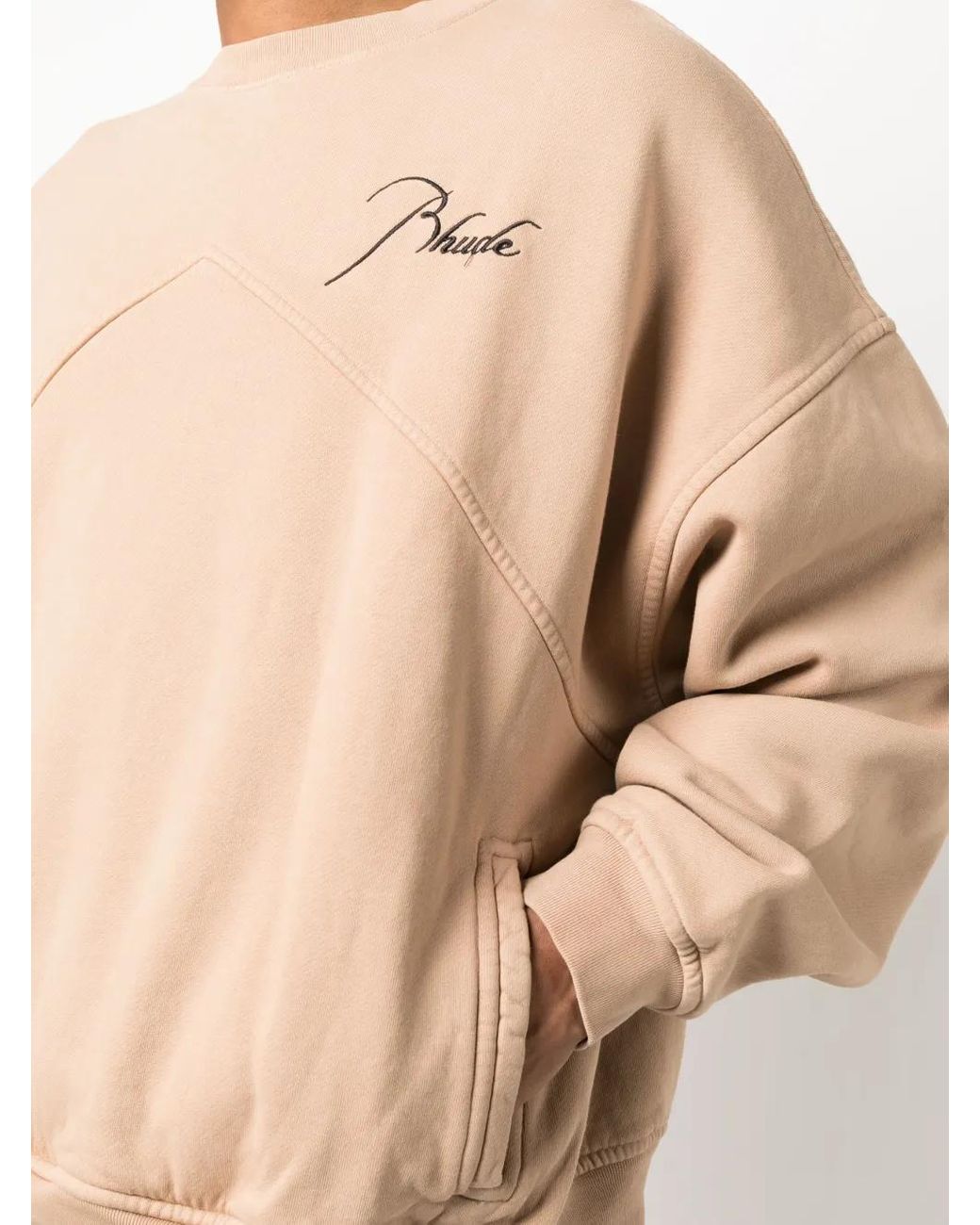 Rhude Natural Logo-Print Slouchy Sweatshirt for men