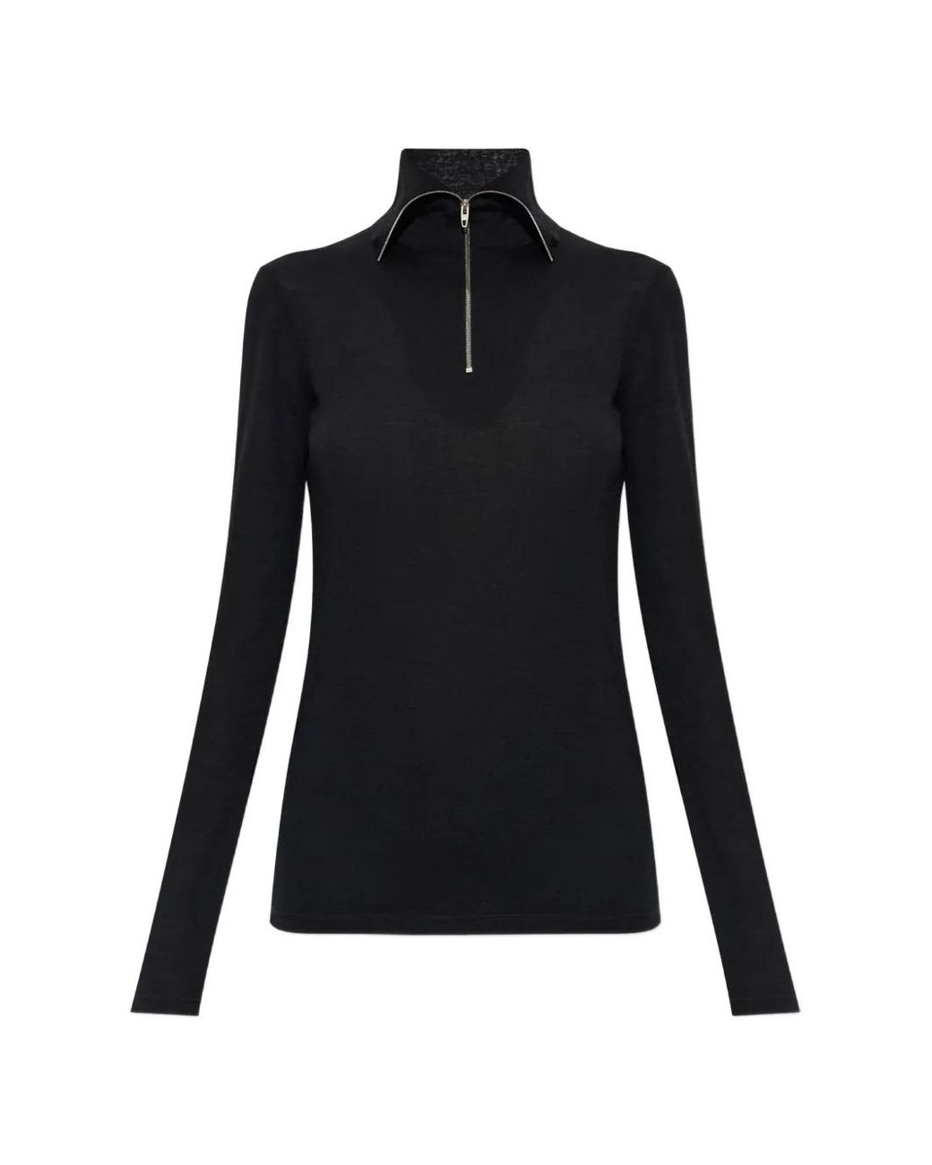 Jil Sander Black Haut Zippé À Col Roulé