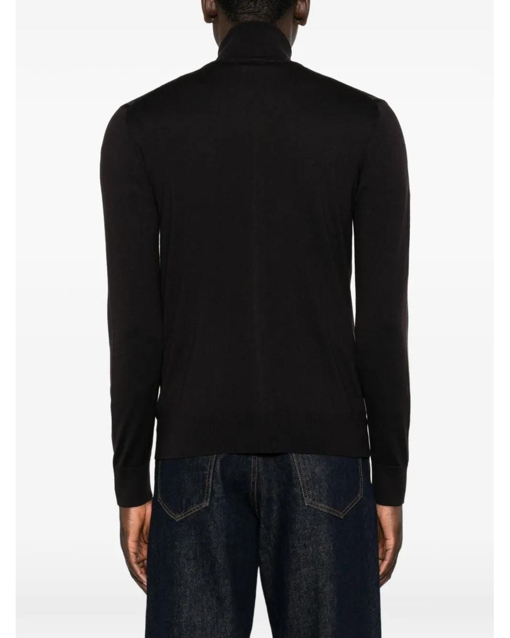 Paolo Pecora Black Zip-Up High-Neck Cardigan for men