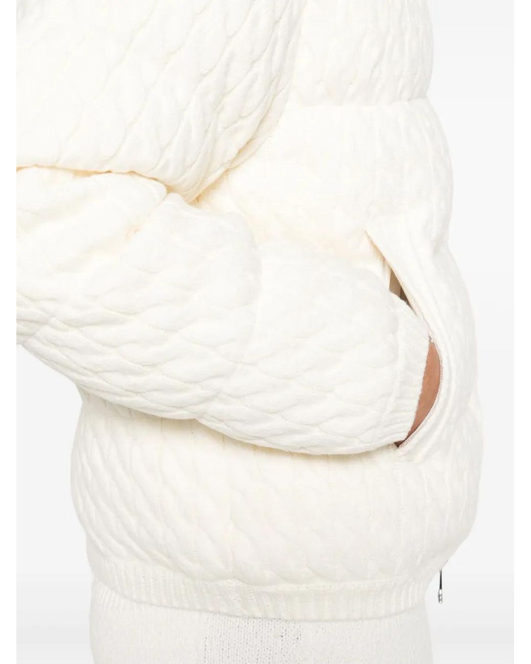 Moncler White Cable-Knit Padded Cardigan