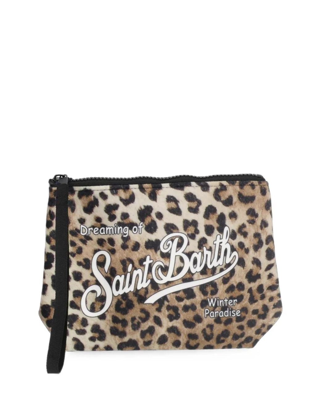 Mc2 Saint Barth Black Aline Leopard-Print Clutch Bag