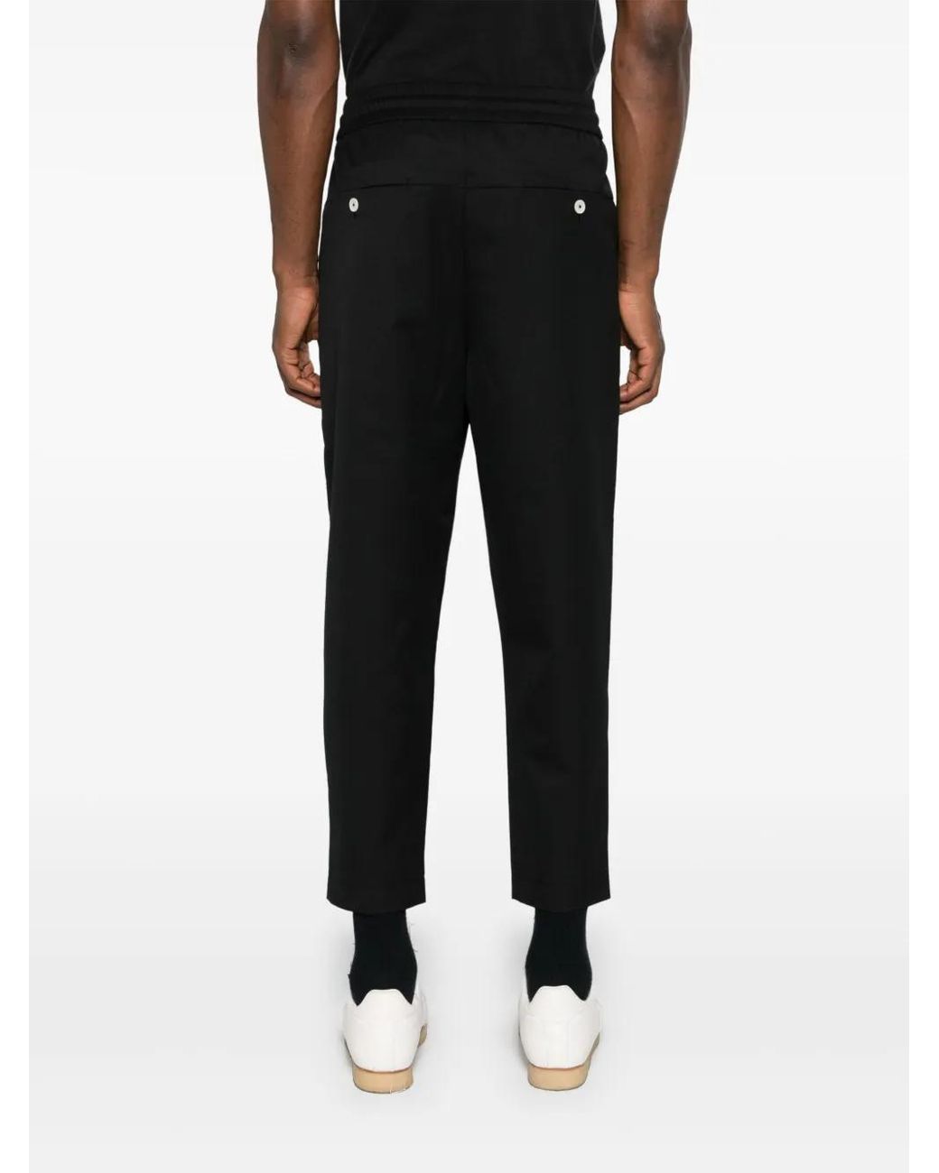 Drole de Monsieur Black Drawstring Twill Cropped Trousers for men