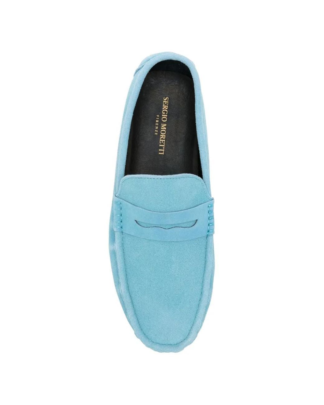 SERGIO MORETTI FIRENZE Blue Suede Penny Loafers for men