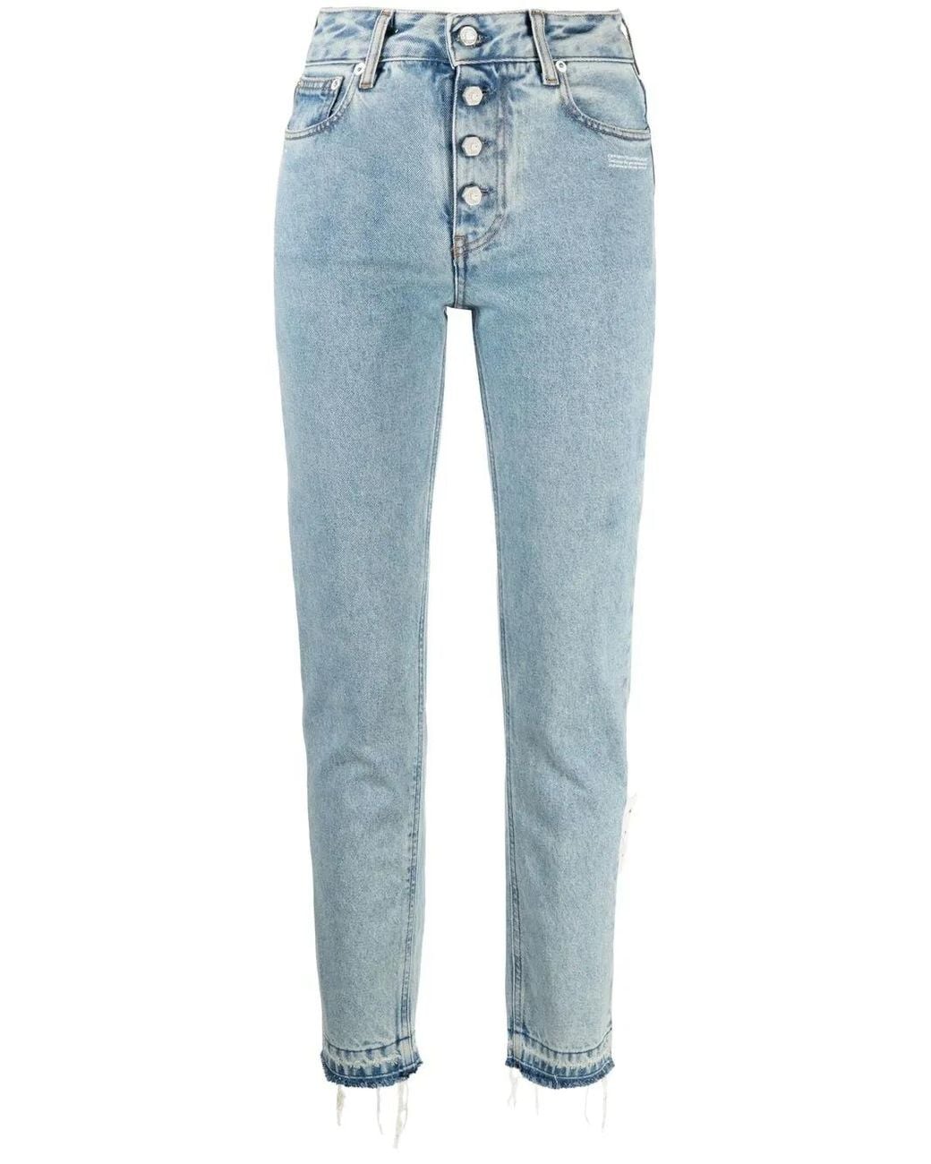 Off-White c/o Virgil Abloh Blue High-Waisted Straight-Leg Jeans