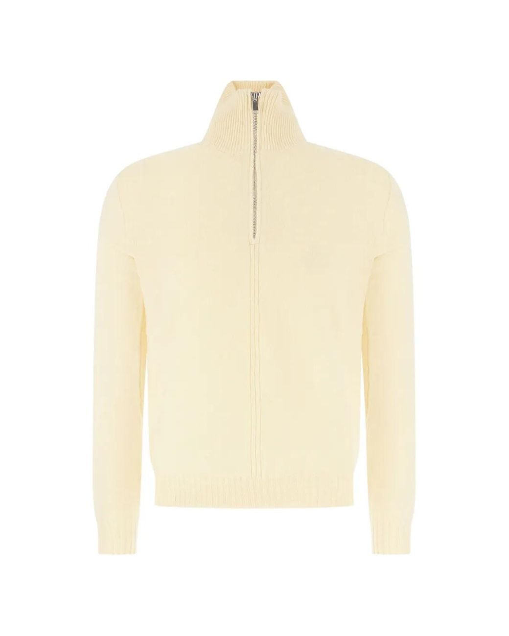 Alpha Studio Natural Quarter-Zip Ribbed-Trim Sweater for men