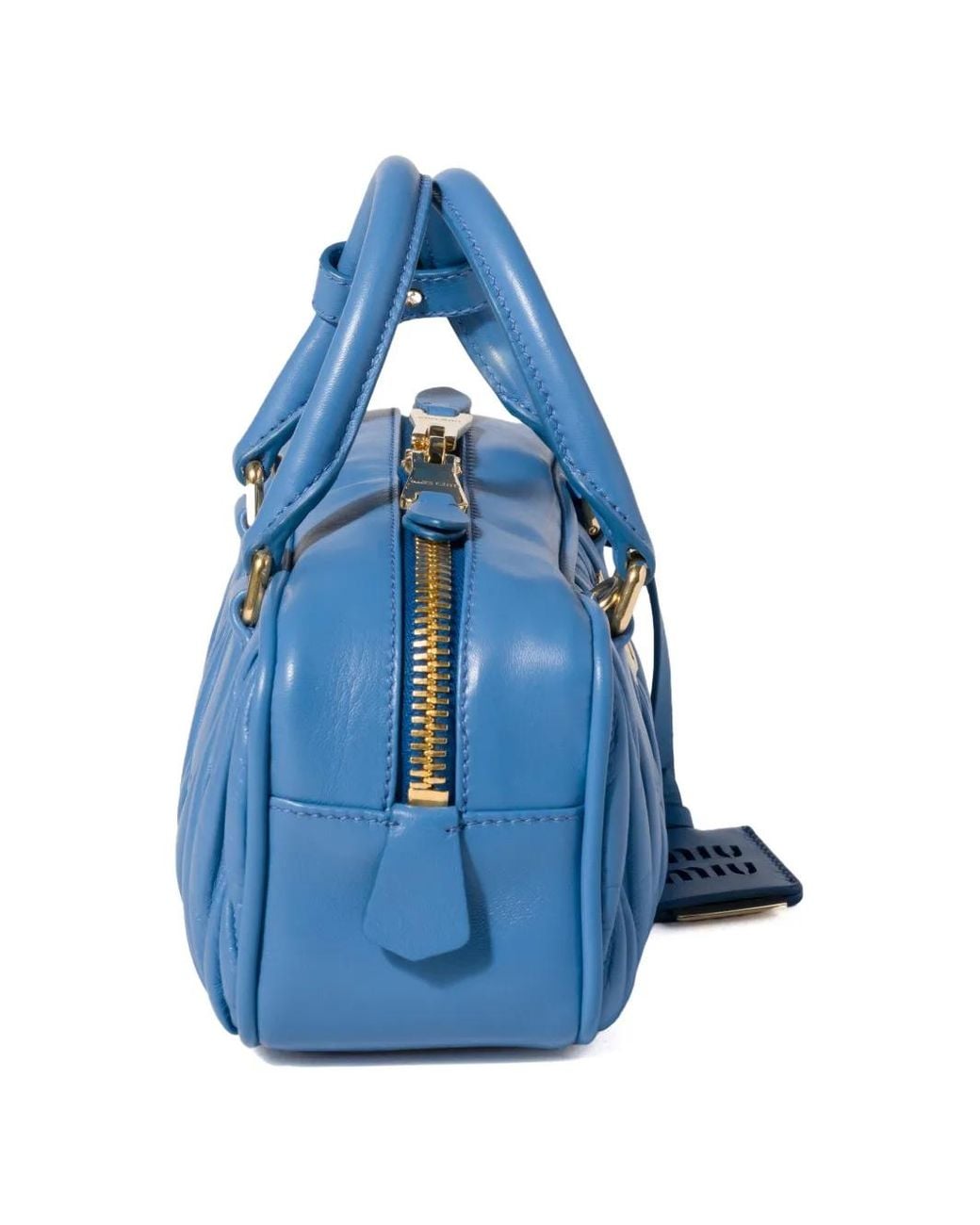 Miu Miu Blue Arcadie Matelassé Nappa-Leather Bag