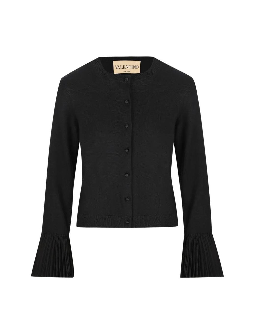 Valentino Garavani Pleated-Cuffs Cardigan in Black | Lyst UK