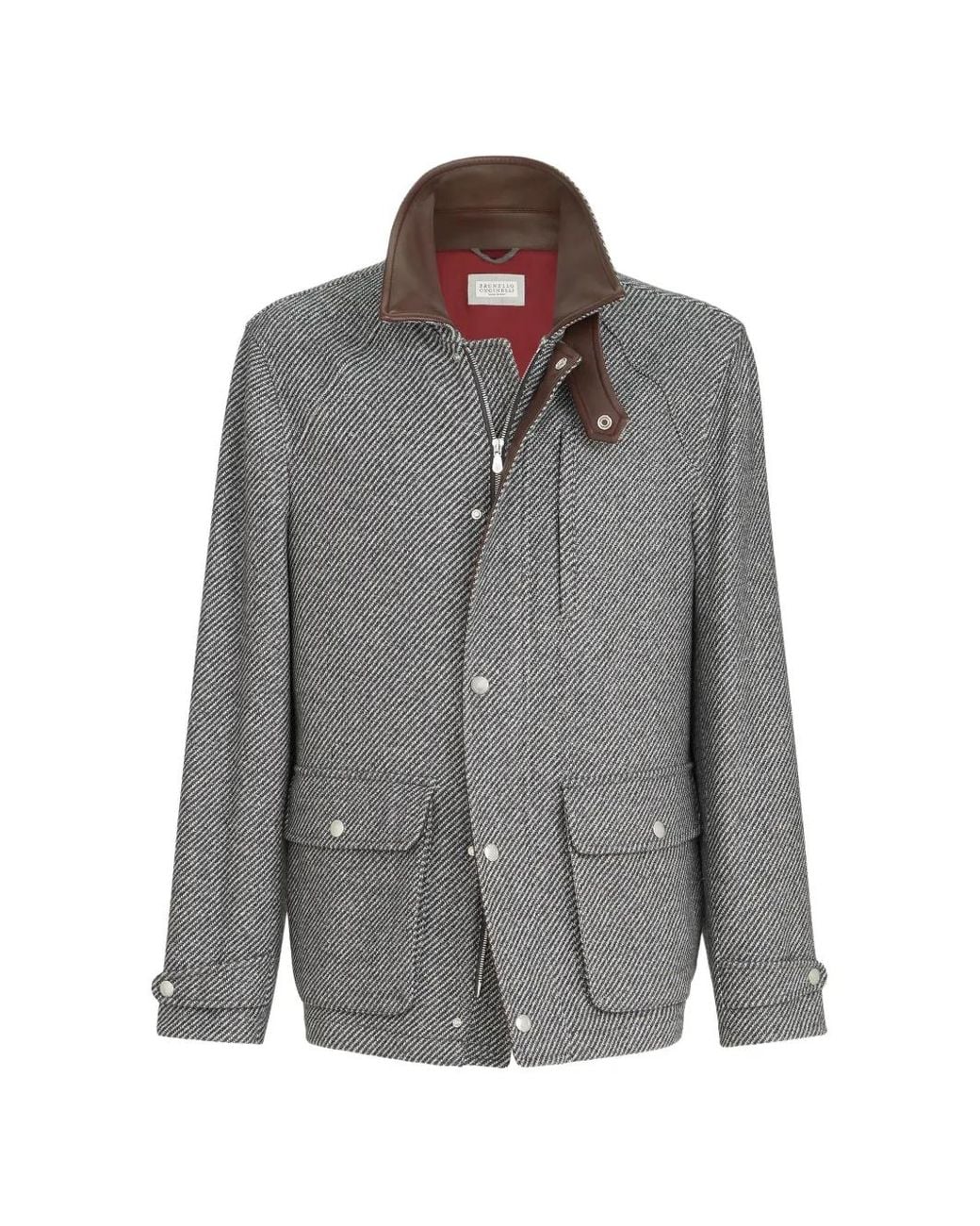 Brunello Cucinelli Gray Diagonal Field Jacket for men