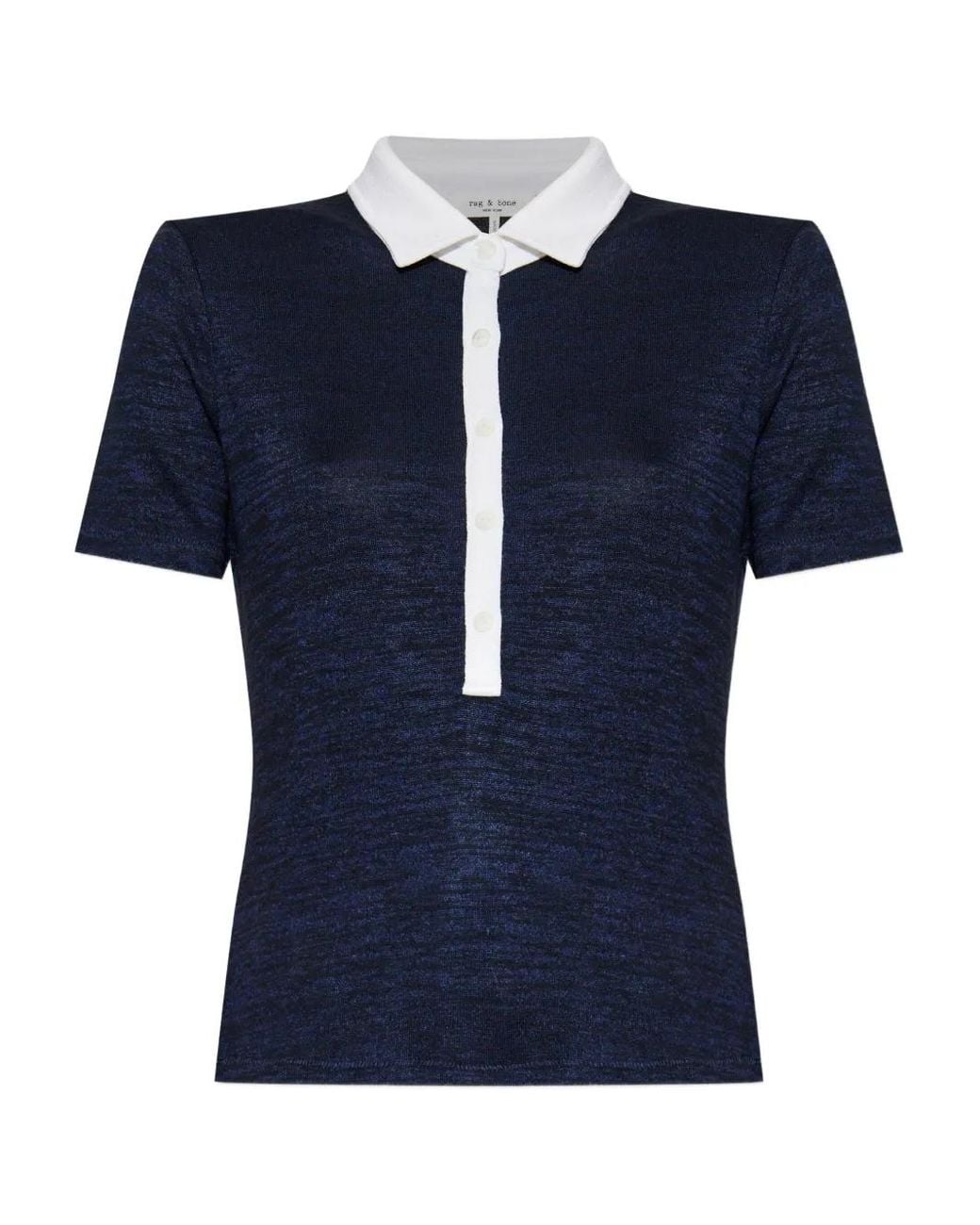 Rag & Bone Blue Two-Tone Polo Top