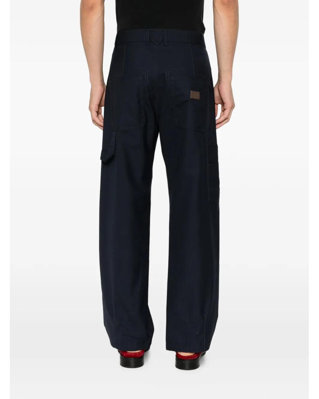 Moschino Blue Belt-Loop Pocket Trousers for men