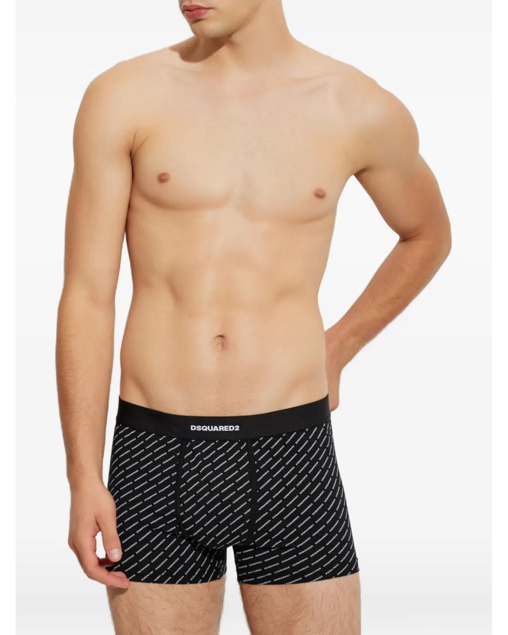 DSquared² Black Short De Bain À Logo Imprimé for men
