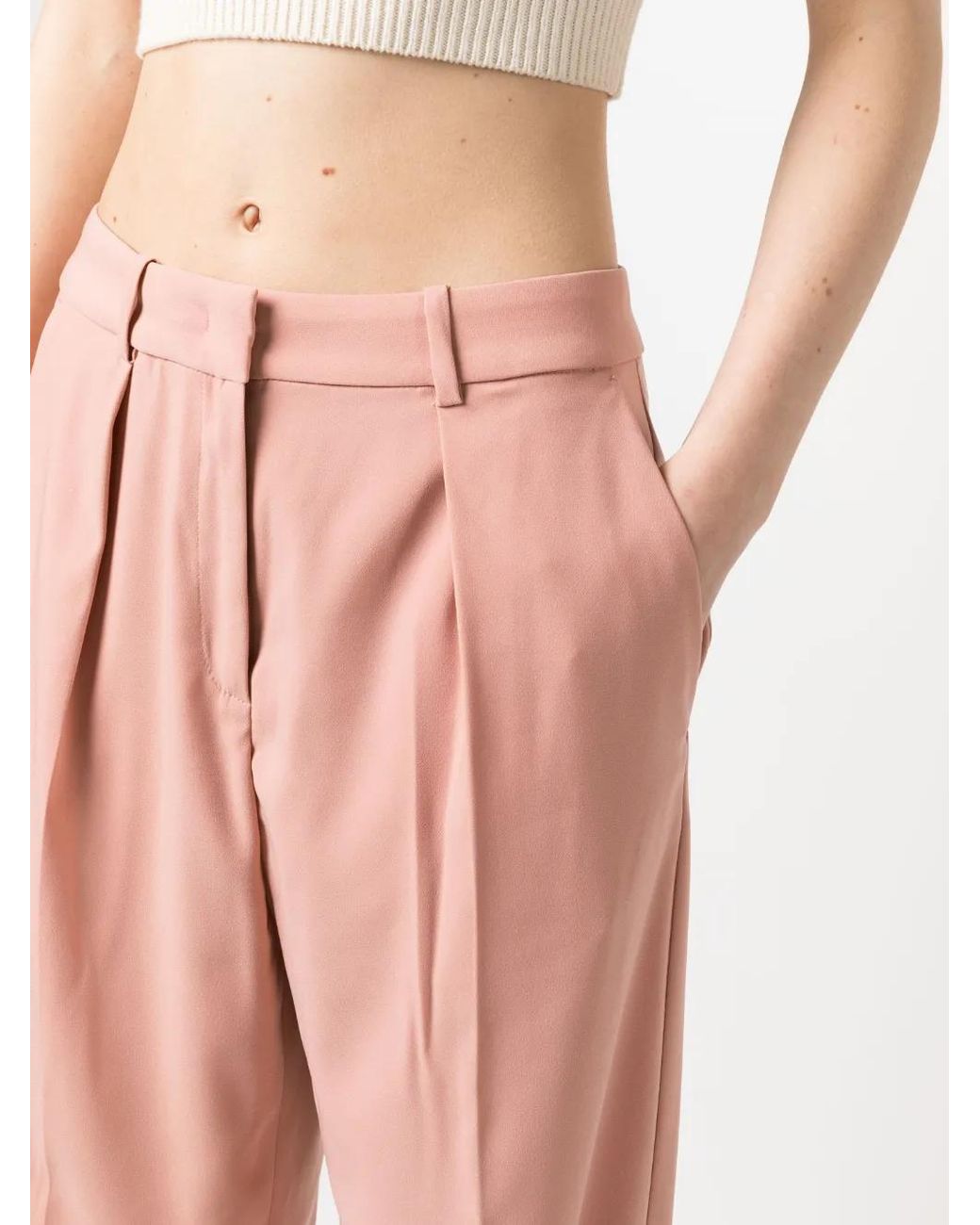 Pinko Pink High-Waisted Tapered Trousers