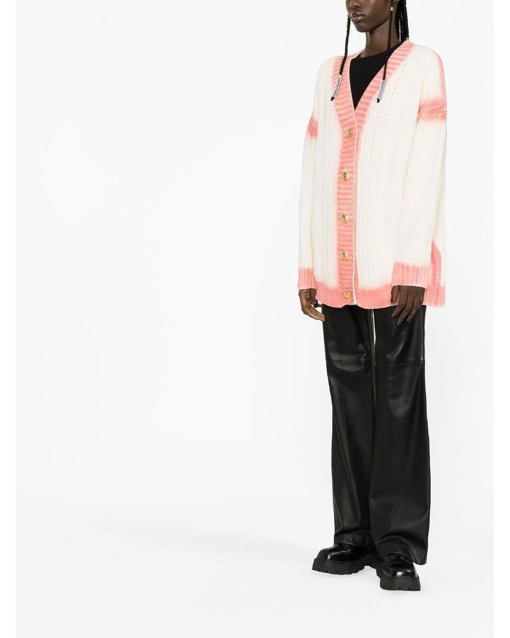 Palm Angels Pink Spray Paint-Effect Logo-Print Cardigan