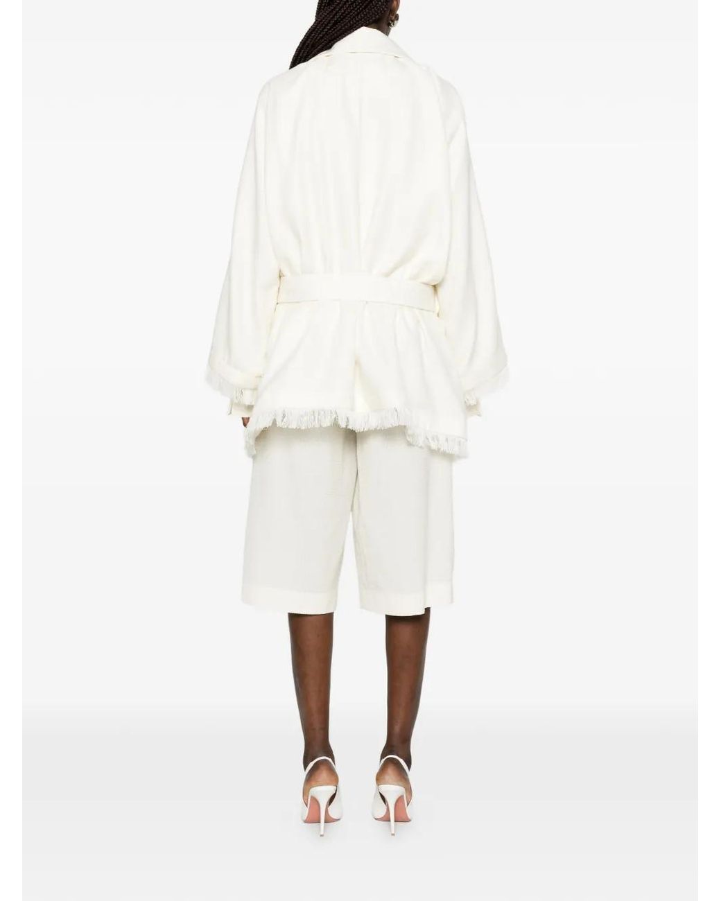 BATAKOVIC Belgrade White Fringed Pocket Coat