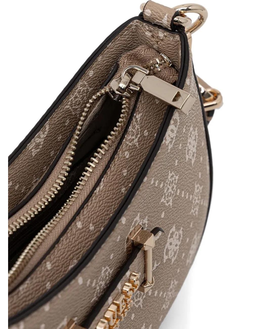 Guess White Logo-Print Chain Crossbody Bag