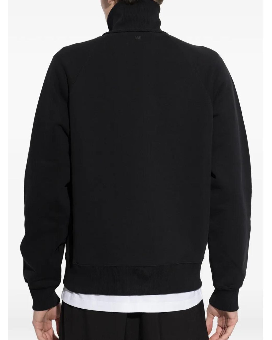 AMI Black Ami De Coeur Quarter-Zip Sweatshirt for men