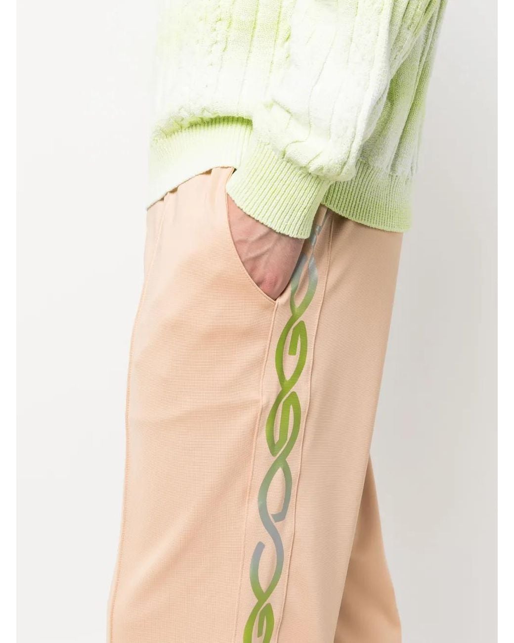 Gcds Natural Logo-Print Track Trousers for men