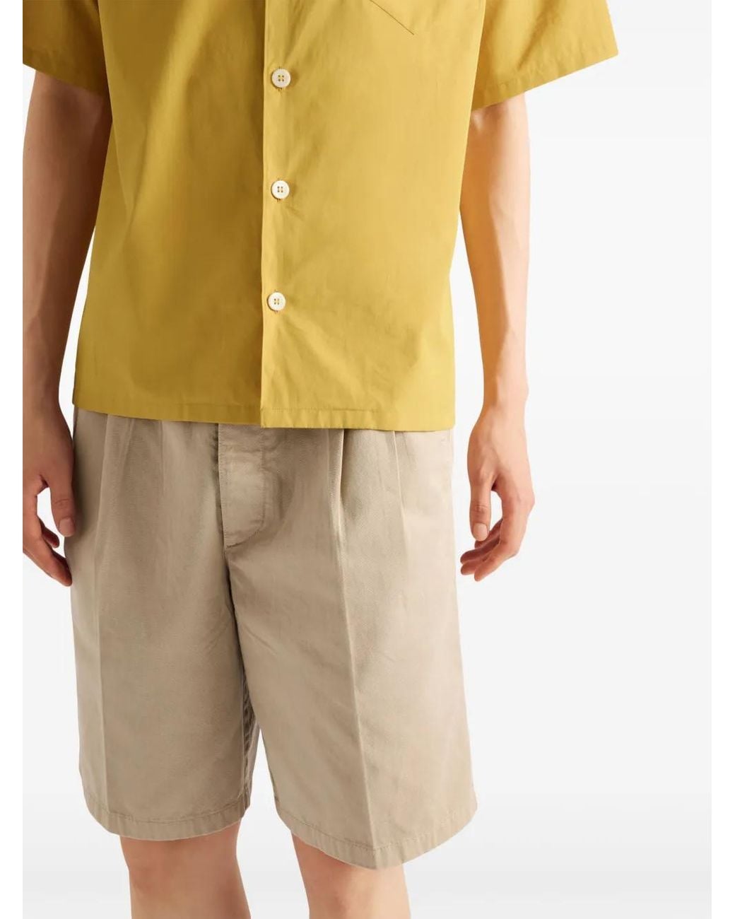 Prada Yellow Mustard Poplin Shirt for men