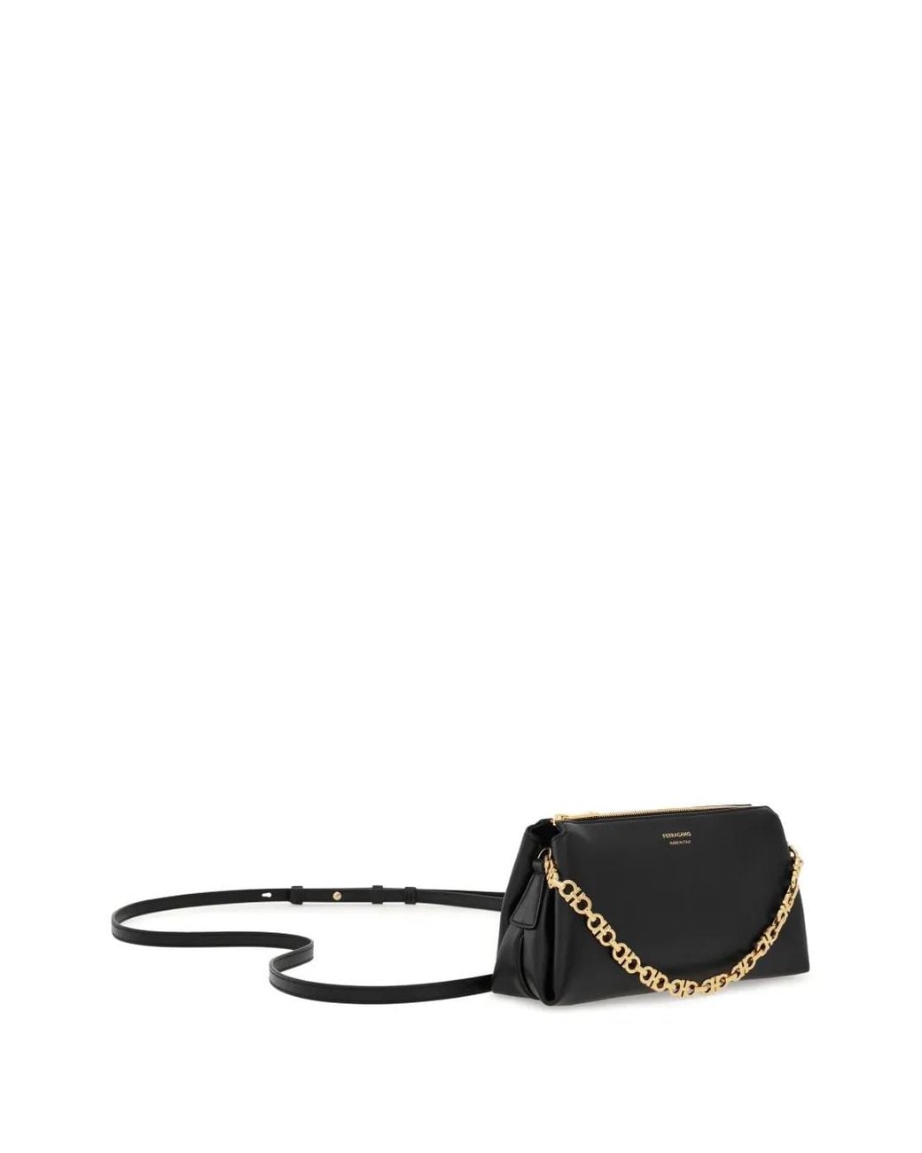 Borsa Mini Con Logo Goffrato di Ferragamo in Black