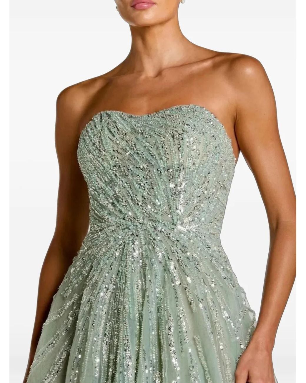 Mac Duggal Blue Sequin-Embellished Strapless Gown