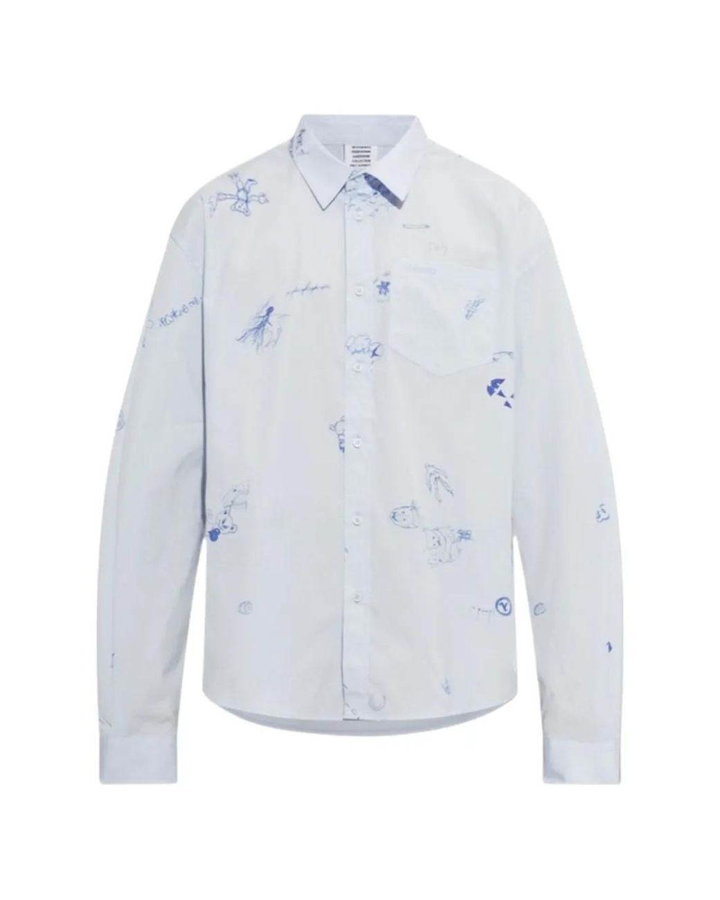 Vetements Blue Scribble-Print Chest-Pocket Shirt