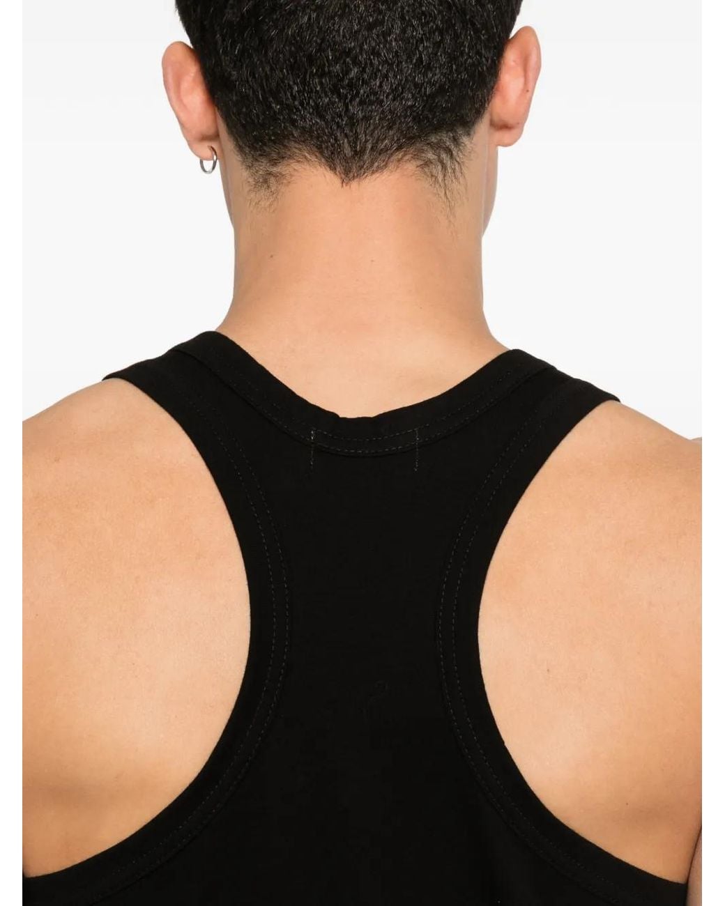 Yohji Yamamoto Black V-Neck Tank Top for men