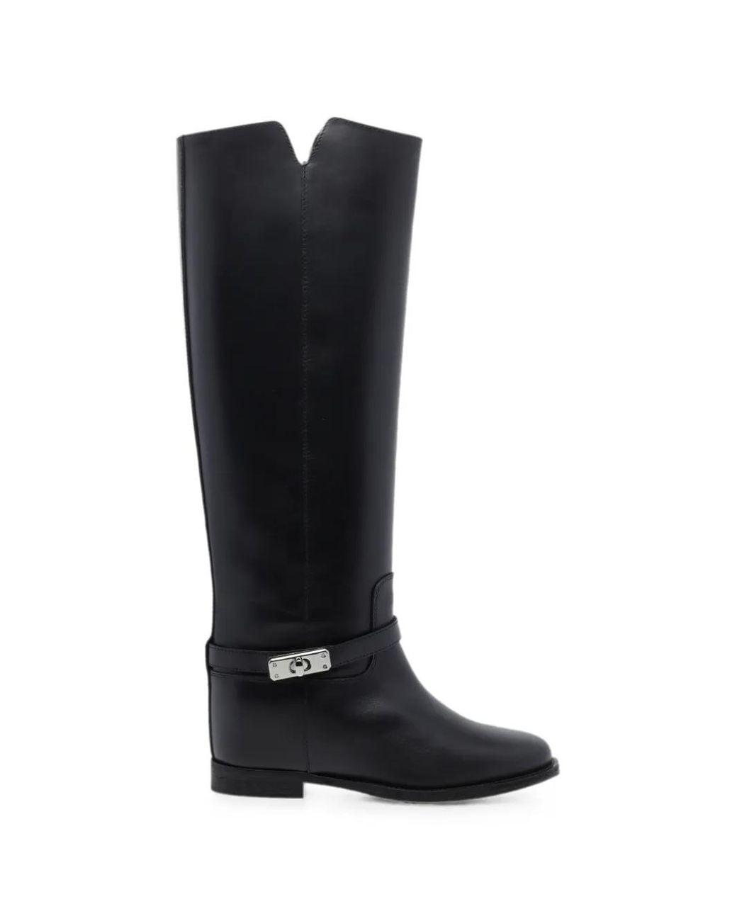 Via Roma 15 Black Padlock Leather Boots