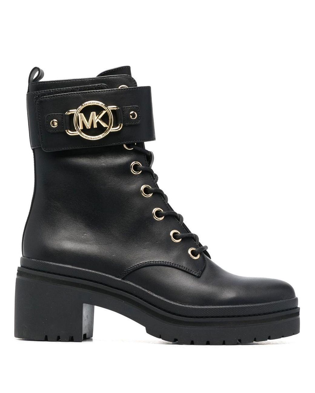 MICHAEL Michael Kors Rory Leather Combat Boots in Black | Lyst UK