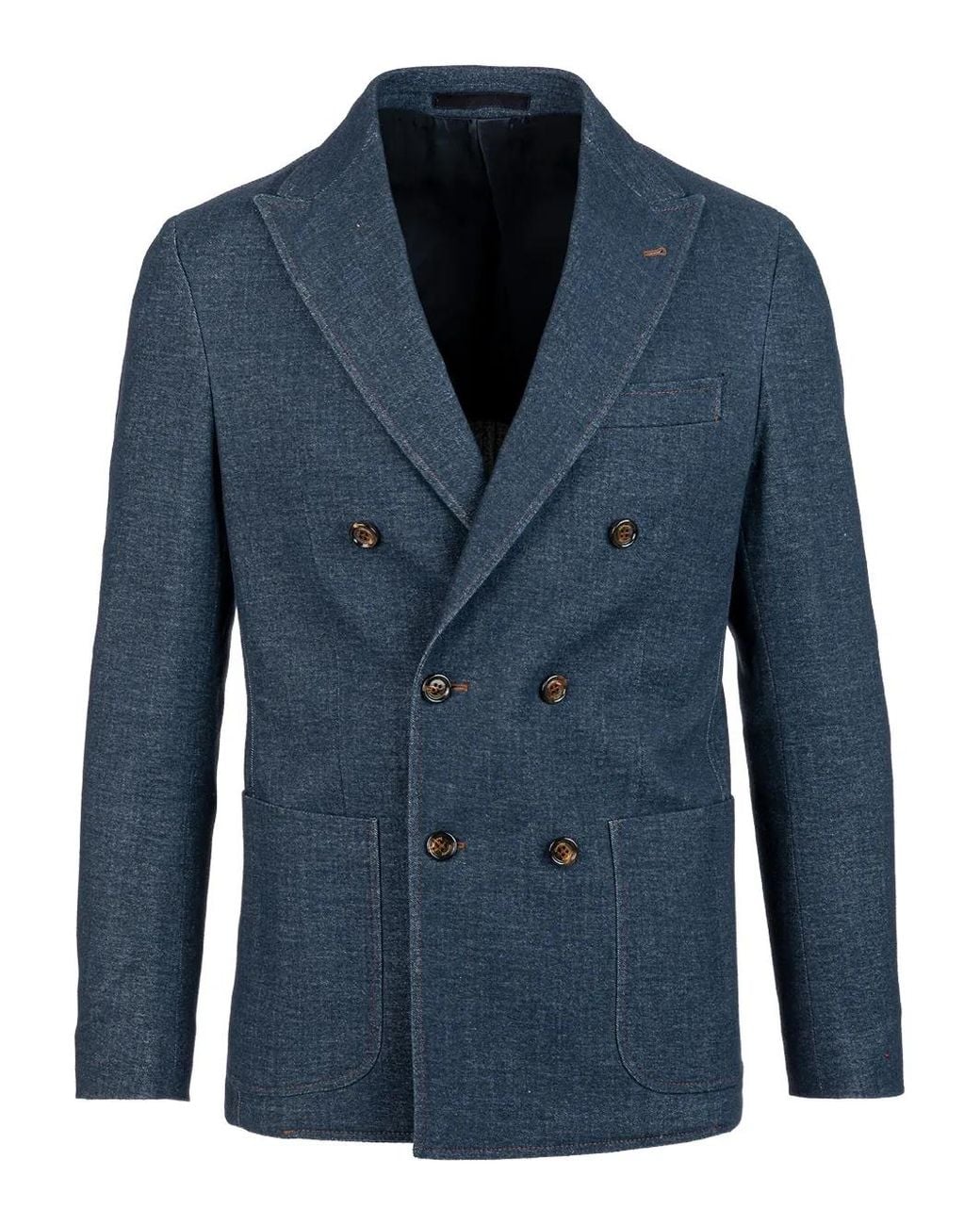 Eleventy Blue Double-Breasted Cotton Suit for men