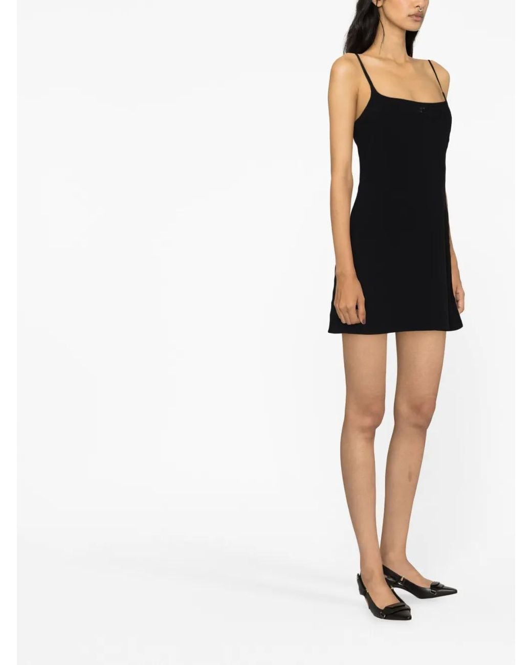 Courreges Black Sleeveless Square-Neck Minidress