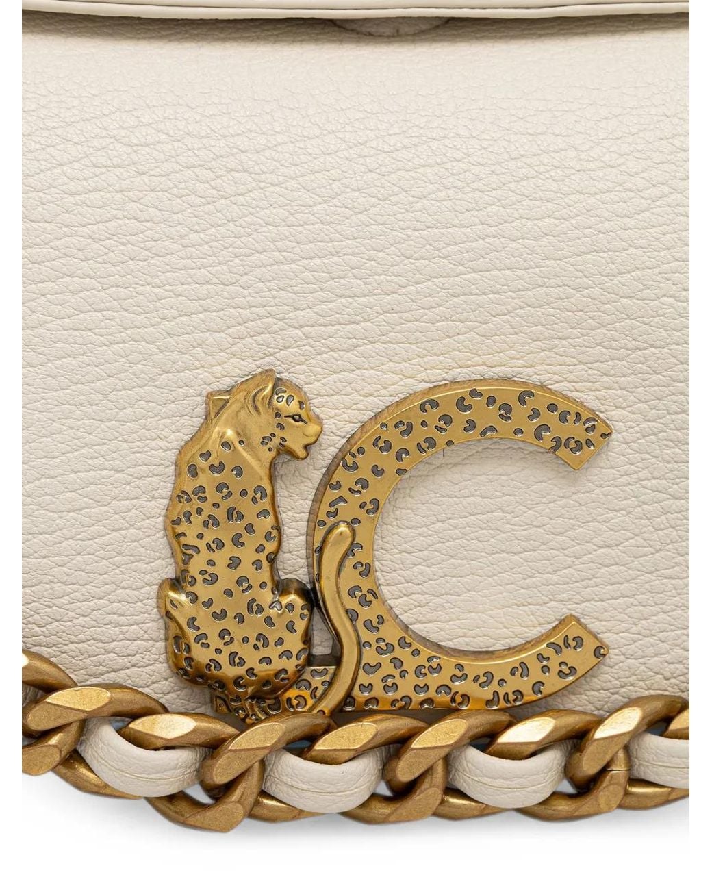 Lola Casademunt Natural Logo-Plaque Chain-Link Shoulder Bag
